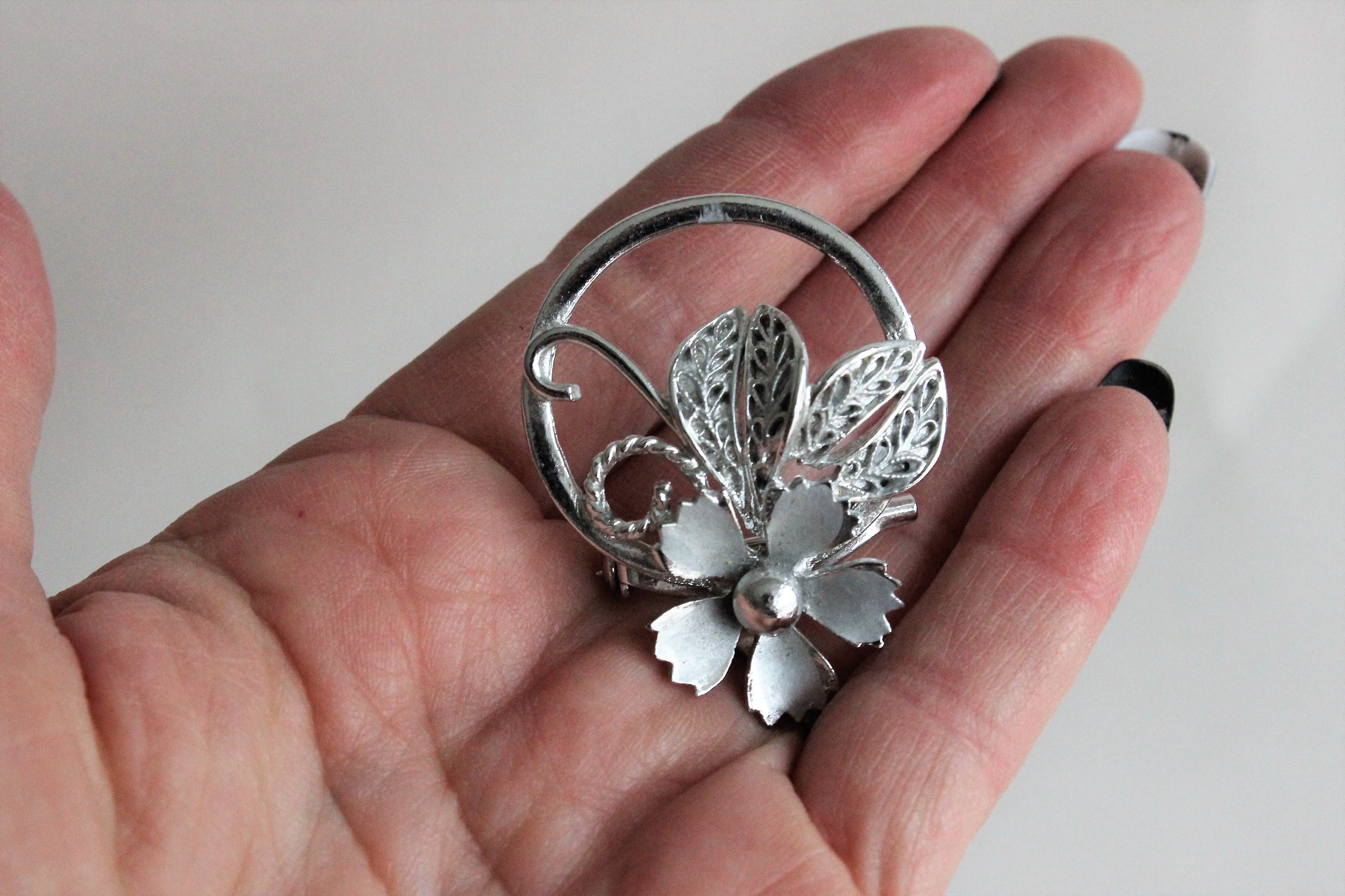Vintage Midcentury Floral Brooch and Earrings Set