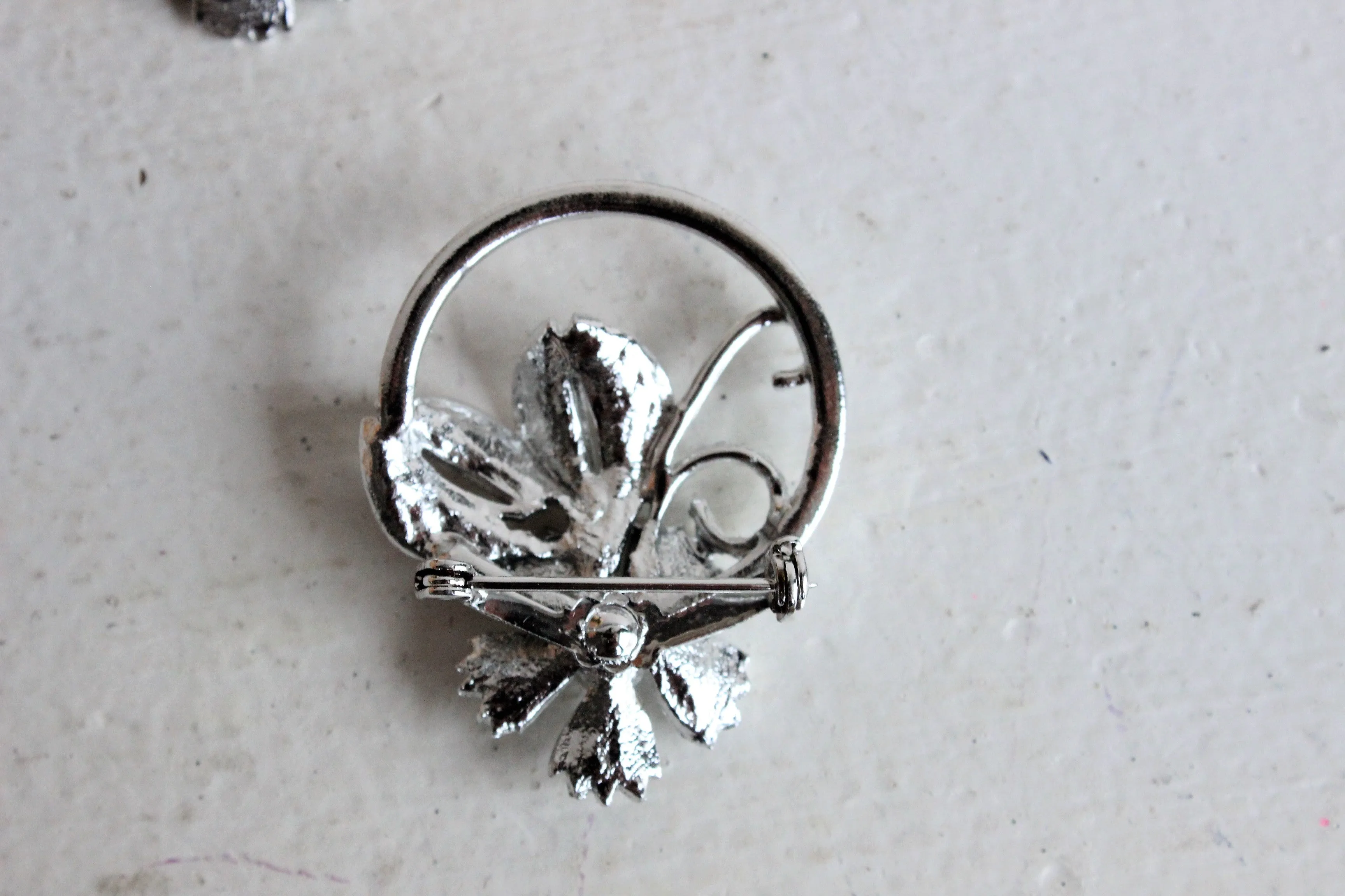 Vintage Midcentury Floral Brooch and Earrings Set