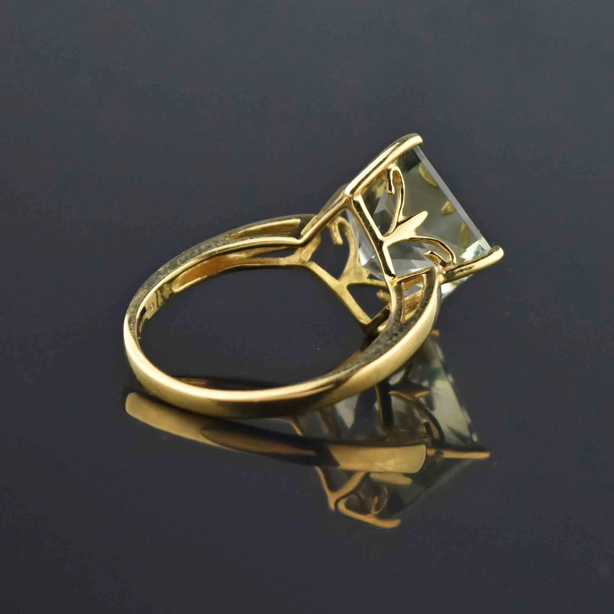 Vintage Princess Cut Green Amethyst Ring, Sz 8.5