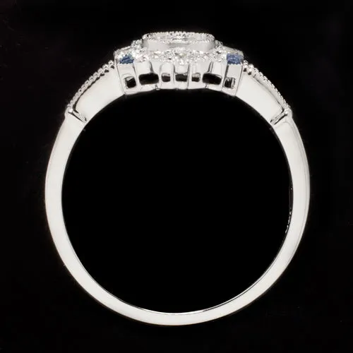 VINTAGE STYLE ART DECO BLUE SAPPHIRE DIAMOND ENGAGEMENT RING SETTING 14K CALIBRE