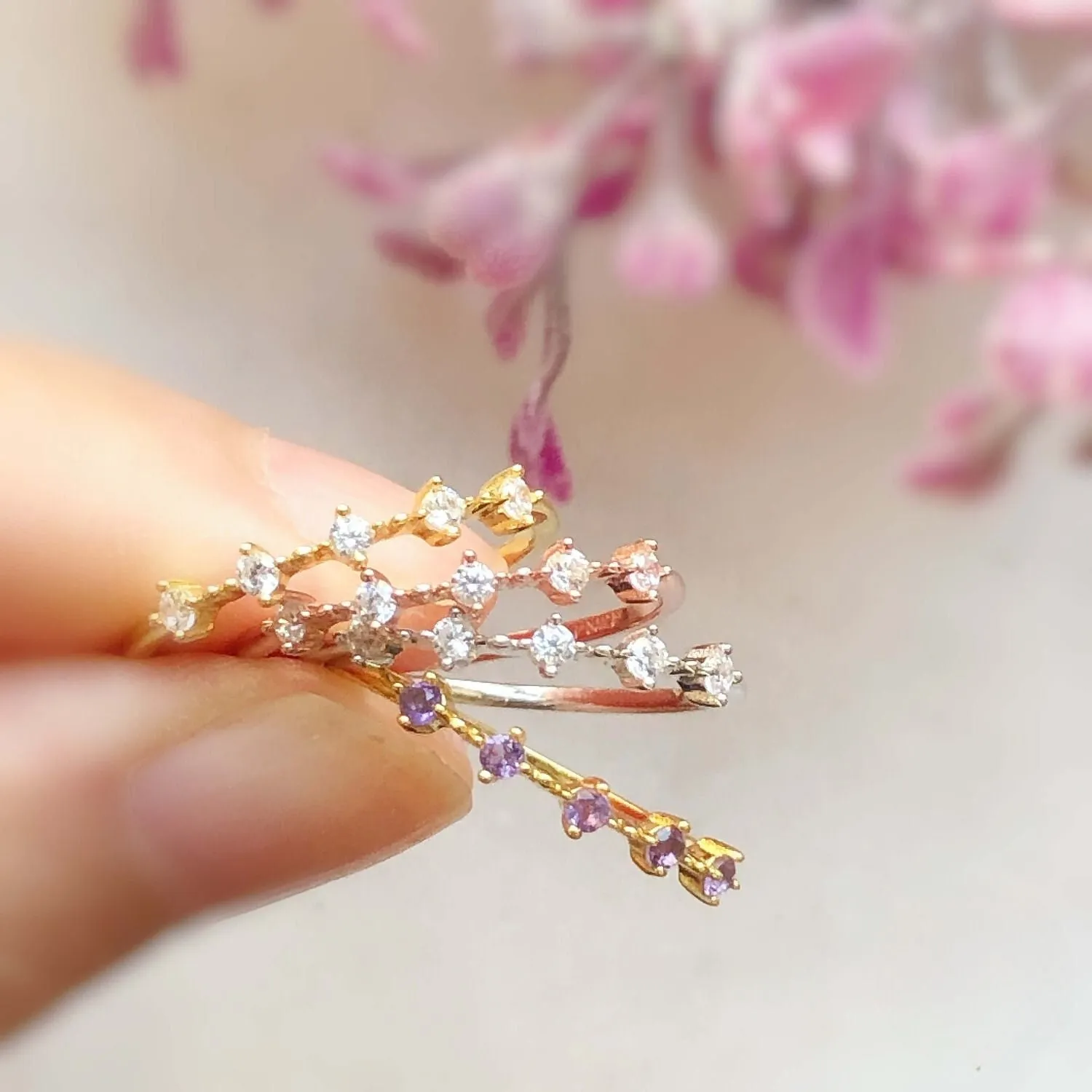 White Topaz Celestial Ring (Yellow Gold)
