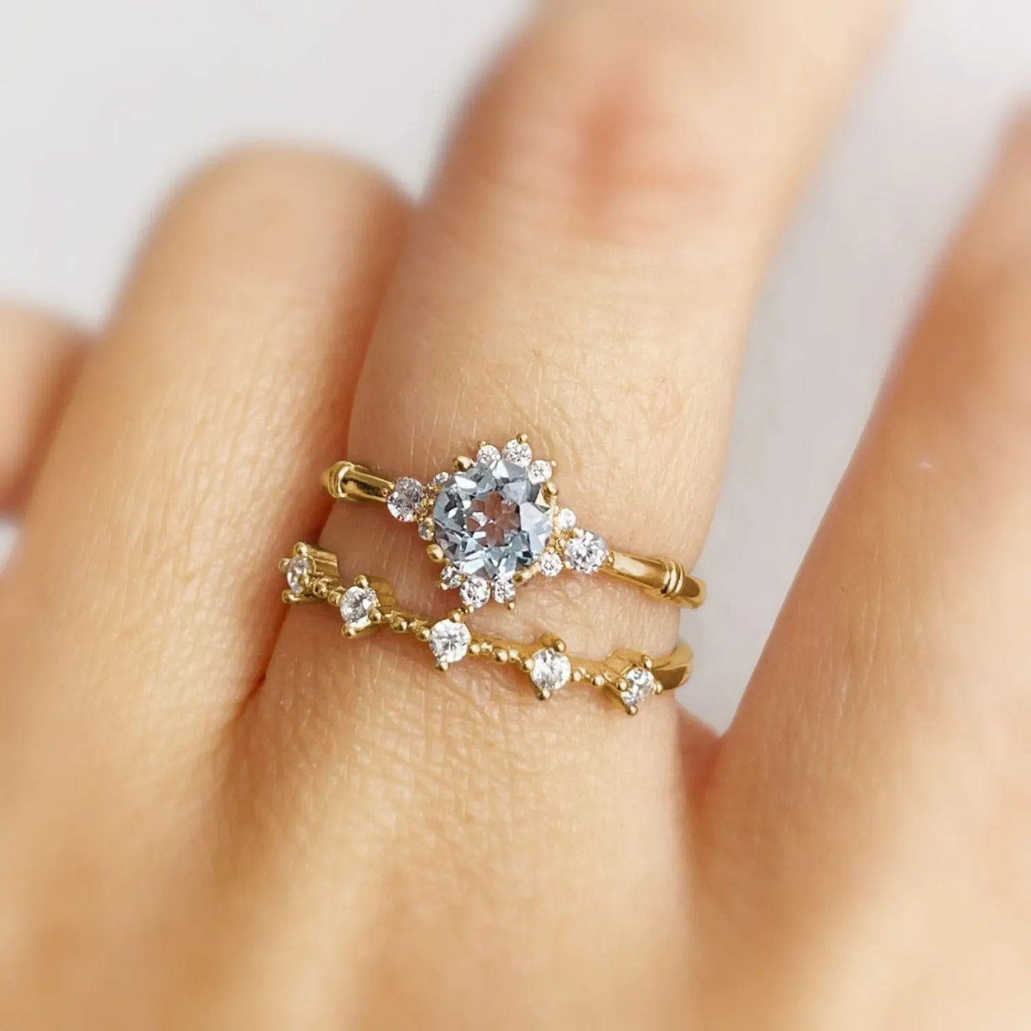 White Topaz Celestial Ring (Yellow Gold)