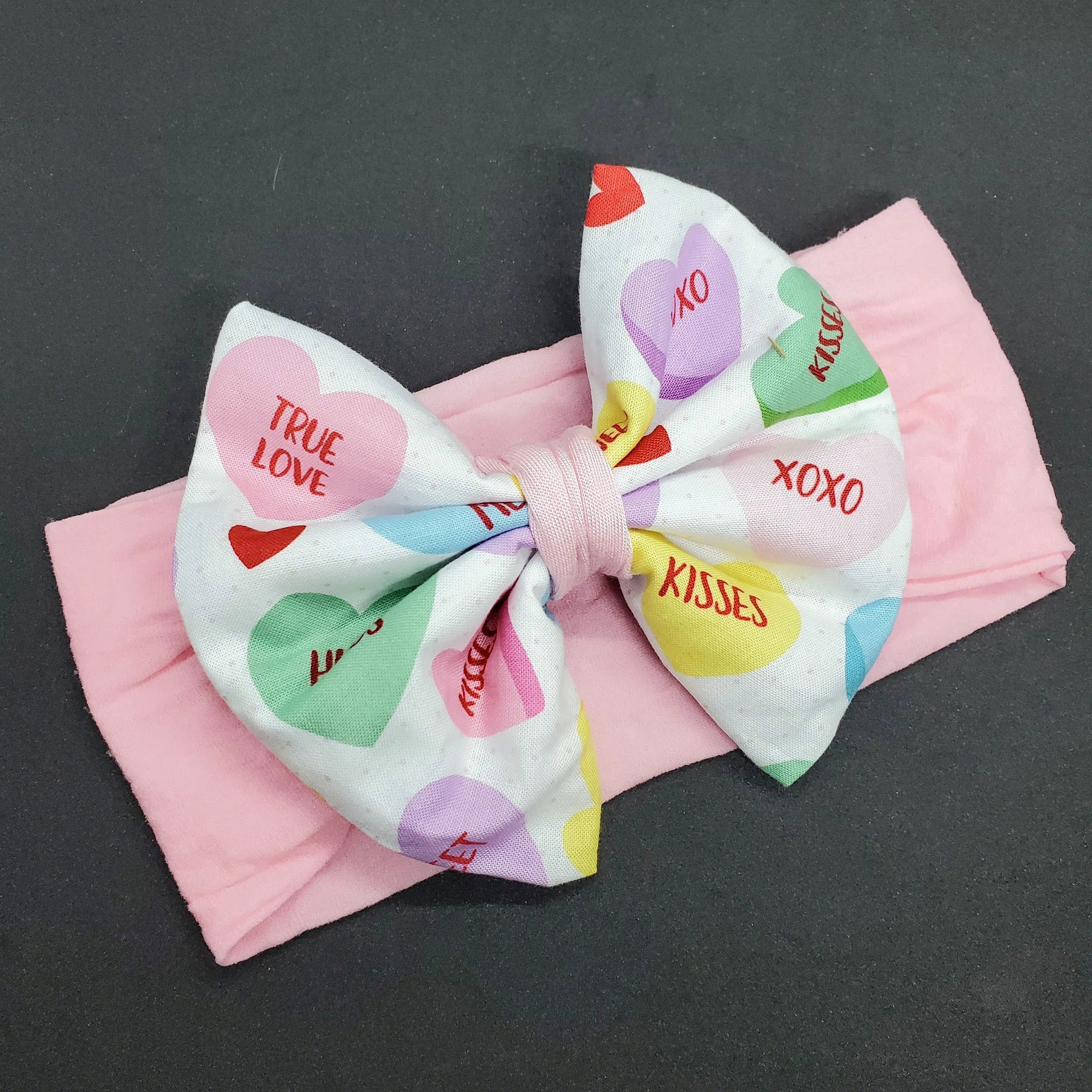 White Valentine Turban Hat for Baby (optional headband)