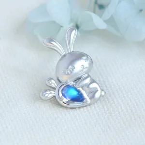 Womens Sterling Silver Moonstone Bunny Pendant Necklace June Birthstone Pendant Necklace