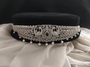 Zircon Hip belt with beautiful double peacock with real pearl